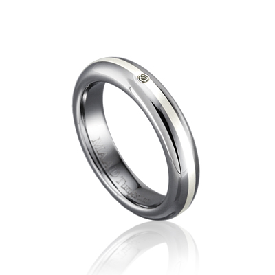 TungstenGold 잉글리쉬디우스 Platinum 인레이드밴드 텅스텐반지 (4mm) Tungsten & Platinum, Diamond_0.010ct