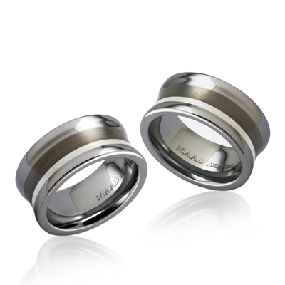 TungstenGold 컨케이브 인레이드밴드 텅스텐 커플링_Satin (9,9mm) Tungsten & Silver