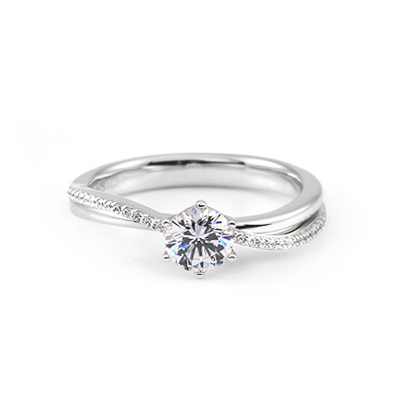 Maad Bridal Fleuve 0.5ct Solitaire & Paved Ring 18k_WG