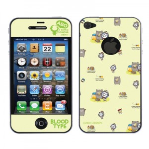 스킨플레이어 iPhone 4G 혈액형 ABO 타입 BT-04-O형 디자인 스킨