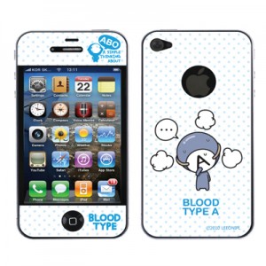 스킨플레이어 iPhone 4G 혈액형 ABO 타입 BT-03-A형 디자인 스킨