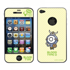스킨플레이어 iPhone 4G 혈액형 ABO 타입 BT-02-O형 디자인 스킨