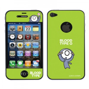 스킨플레이어 iPhone 4G 혈액형 ABO 타입 BT-01-O형 디자인 스킨