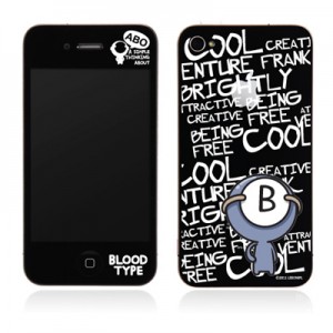 스킨플레이어 Design Jacket iPhone 4G 혈액형-BT-02-B 디자인 필름