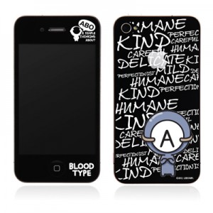 스킨플레이어 Design Jacket iPhone 4G 혈액형-BT-02-A 디자인 필름