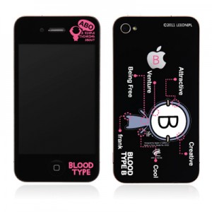 스킨플레이어 Design Jacket iPhone 4G 혈액형-BT-01-B 디자인 필름