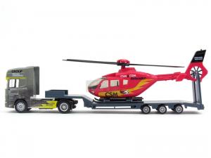 1/64 SCANIA FLATBED TRAILER with HELICOPTER (RB070070GY)