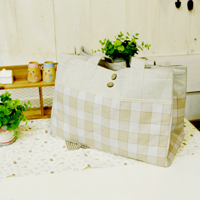 체크무늬 보냉보온 런치 가방 - 일본직수입