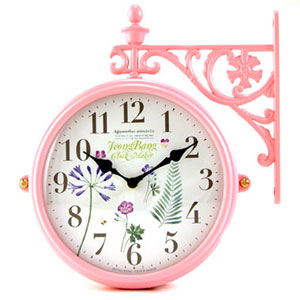 핑크 정방 양면시계