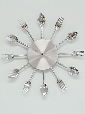 spoon&fork 벽시계-실버