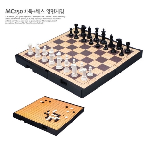[명인랜드] 중형 자석식 체스+바둑 양면게임 (가방포함 MC250)