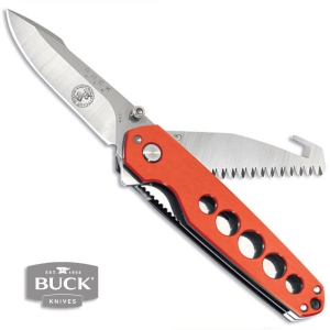 [벅] 나이프 알파 크로스락 오렌지(F) [0183ORSBC] Alpha Crosslock, B&C Safety Orange Rubber Handle, 2 Blades