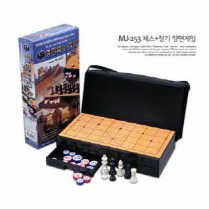 [명인랜드] 중형 자석식 체스+장기 양면게임 (가방포함 MJ253)