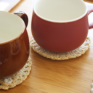 크로쉐 원형 컵받침 (4개 한세트)
