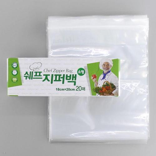 아이윙스 쉐프 위생 지퍼백 소형 20매 18x20cm 지퍼락 pe 비닐팩 투명봉투