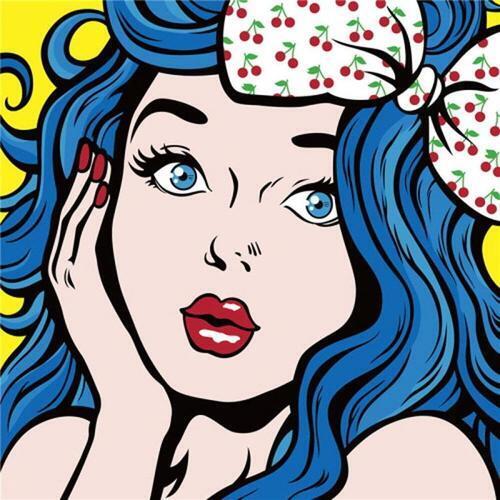 아이윙스 피포페인팅 보석십자수액자 hs18027 팝아트 파란머리의소녀 diy키트 5d 비즈큐빅명화 40x40