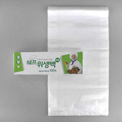 아이윙스 쉐프 위생백 대형 100매 30x45cm 일회용 위생봉투 크린백 비닐봉투