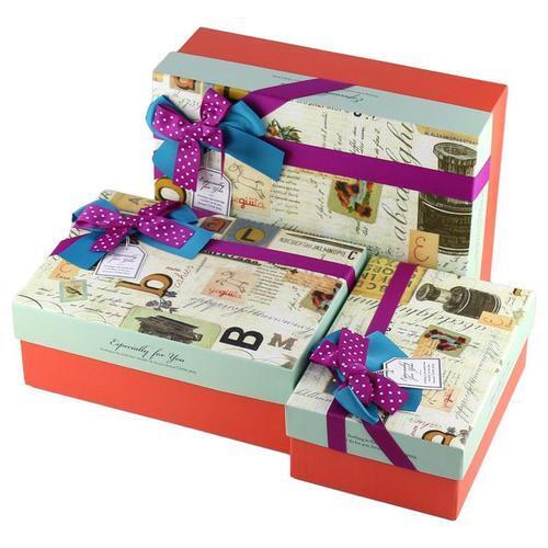 아이윙스 21000 나이젠 보라리본 기프트 종이박스 선물상자 3종세트