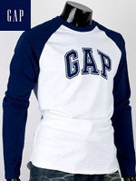 GAP 갭 남녀공용 라운드 긴팔티셔츠 - 네이비