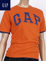 GAP 갭 키즈 라운드 반팔티셔츠 - 오렌지네이비
