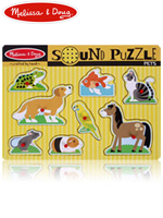 Melissa & Doug Sound Puzzle 멜리사앤더그 유아교구 원목 모양 맞추기 애완동물 사운드퍼즐